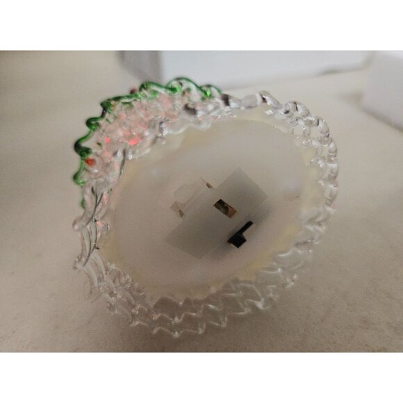 NEW Set Of 3 LED Light-Up Lace Glass Christmas Trees Red Stars & Green Trimming - Picture 4 of 6